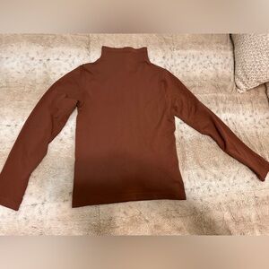 YELETE DEEP Brown Turtleneck MOCKNECK Long Sleeve Top